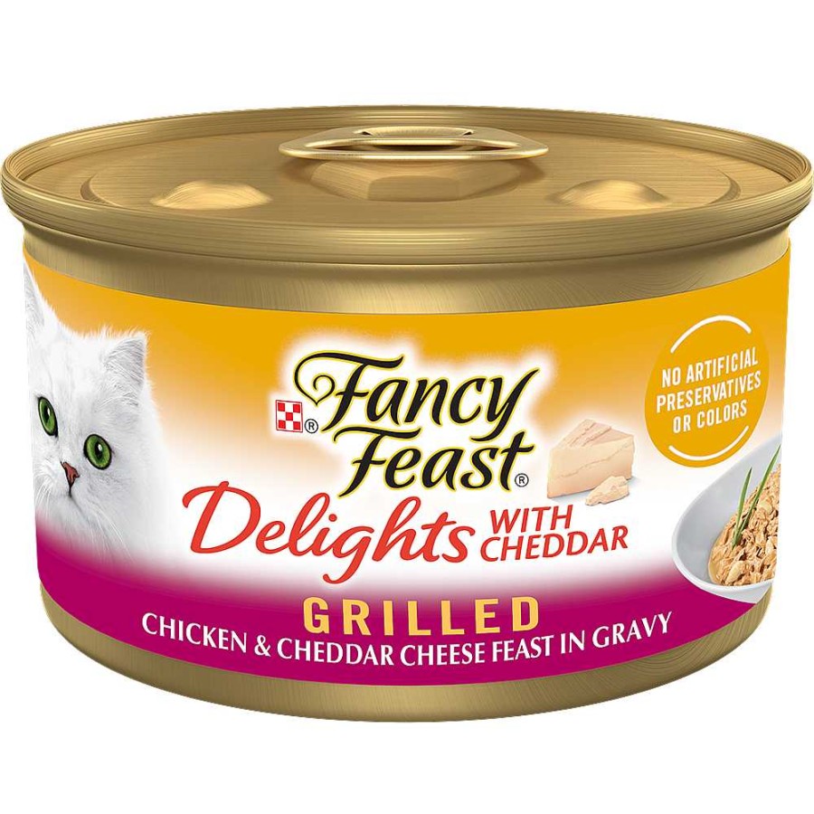 Cats Purina Wet Cat Food | Purina Fancy Feast Delights With Cheddar Grilled Chicken & Cheddar Cheese Feast In Wet Cat Food Gravy Cat Food