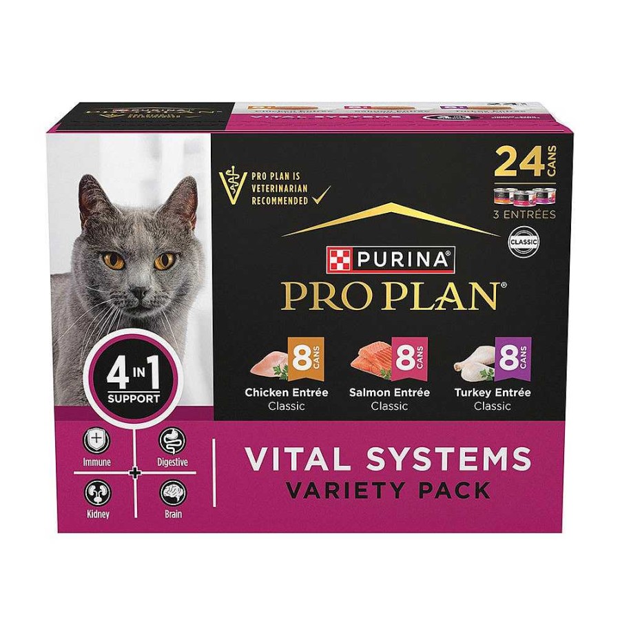 Cats Purina Wet Cat Food | Purina Pro Plan Vital Systems Chicken, Turkey & Salmon Variety Pack 24 Count Wet Cat Food