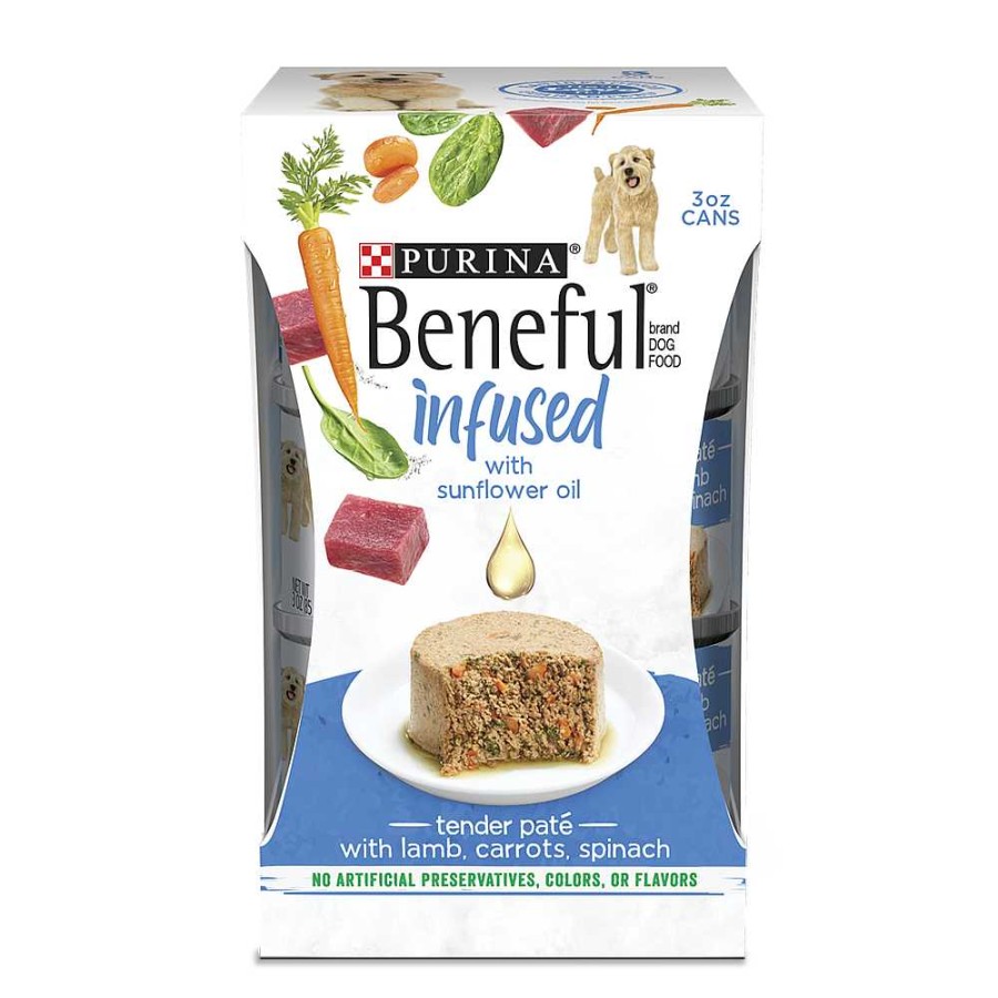 Dogs Purina Wet Dog Food | Beneful Infused Wet Dog Food Pate With Sunflower Oil, With Lamb, Carrots, Spinach