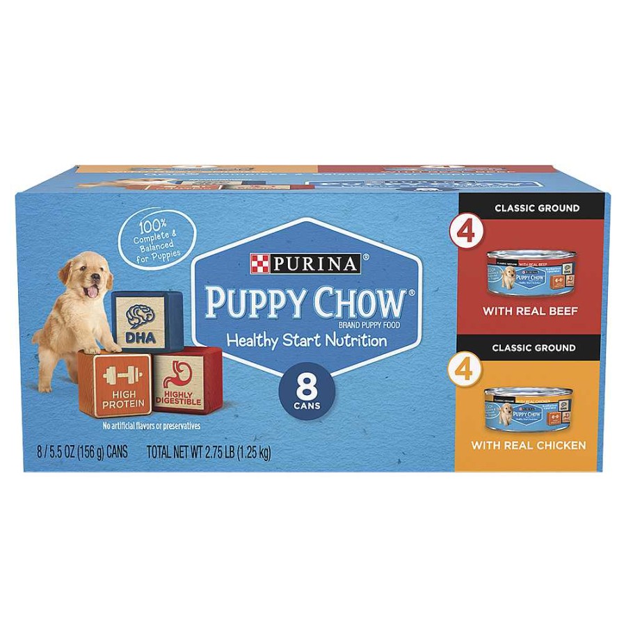 Dogs Purina Wet Dog Food | Puppy Chow Classic Ground Chicken & Beef Wet Puppy Dog Food 8-Count Variety Pack