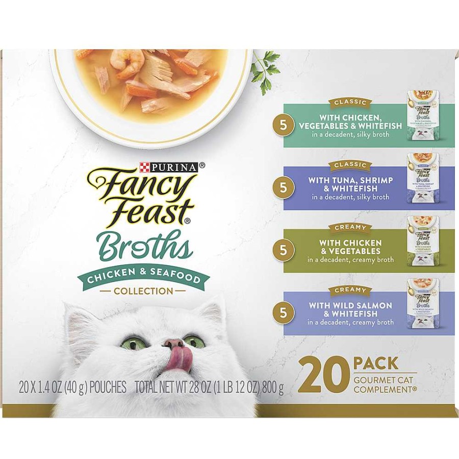 Cats Purina Cat Toppers & Complements | Fancy Feast Broths Wet Cat Food Complement Chicken & Seafood Collection Variety Pack