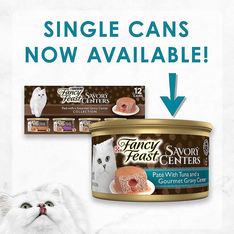 Cats Purina Wet Cat Food | Fancy Feast Savory Centers Pat With Tuna And A Gourmet Gravy Center Wet Cat Food