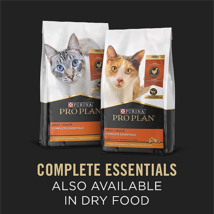 Cats Purina Wet Cat Food | Pro Plan Complete Essentials Grain Free Chicken, Turkey & Beef Variety Pack 24 Count Wet Cat Food