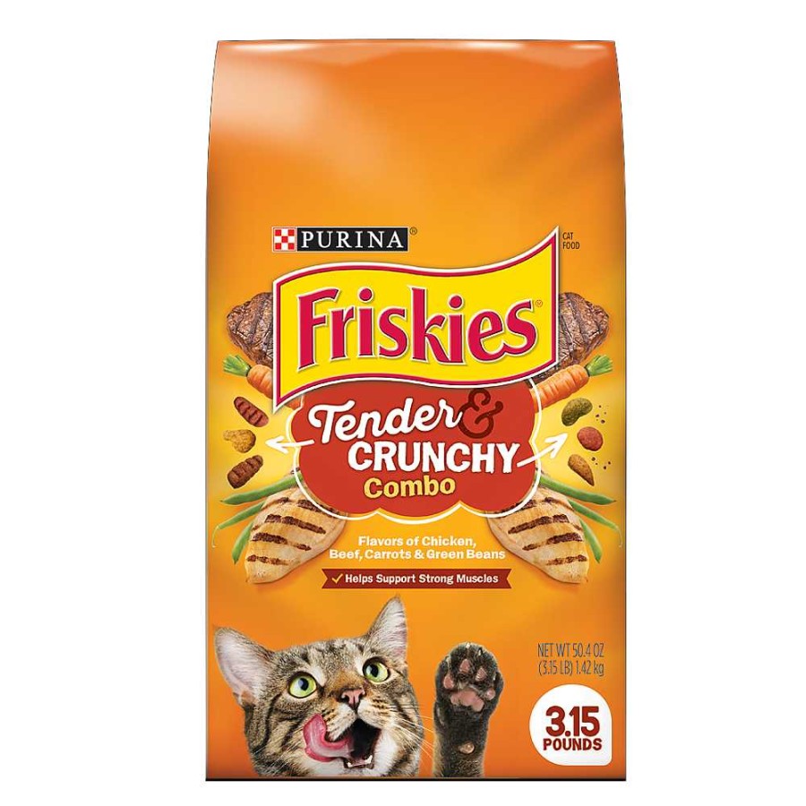 Cats Purina Dry Cat Food | Friskies Tender & Crunchy Combo With Flavors Of Chicken, Beef, Carrots & Green Beans Dry Cat Food