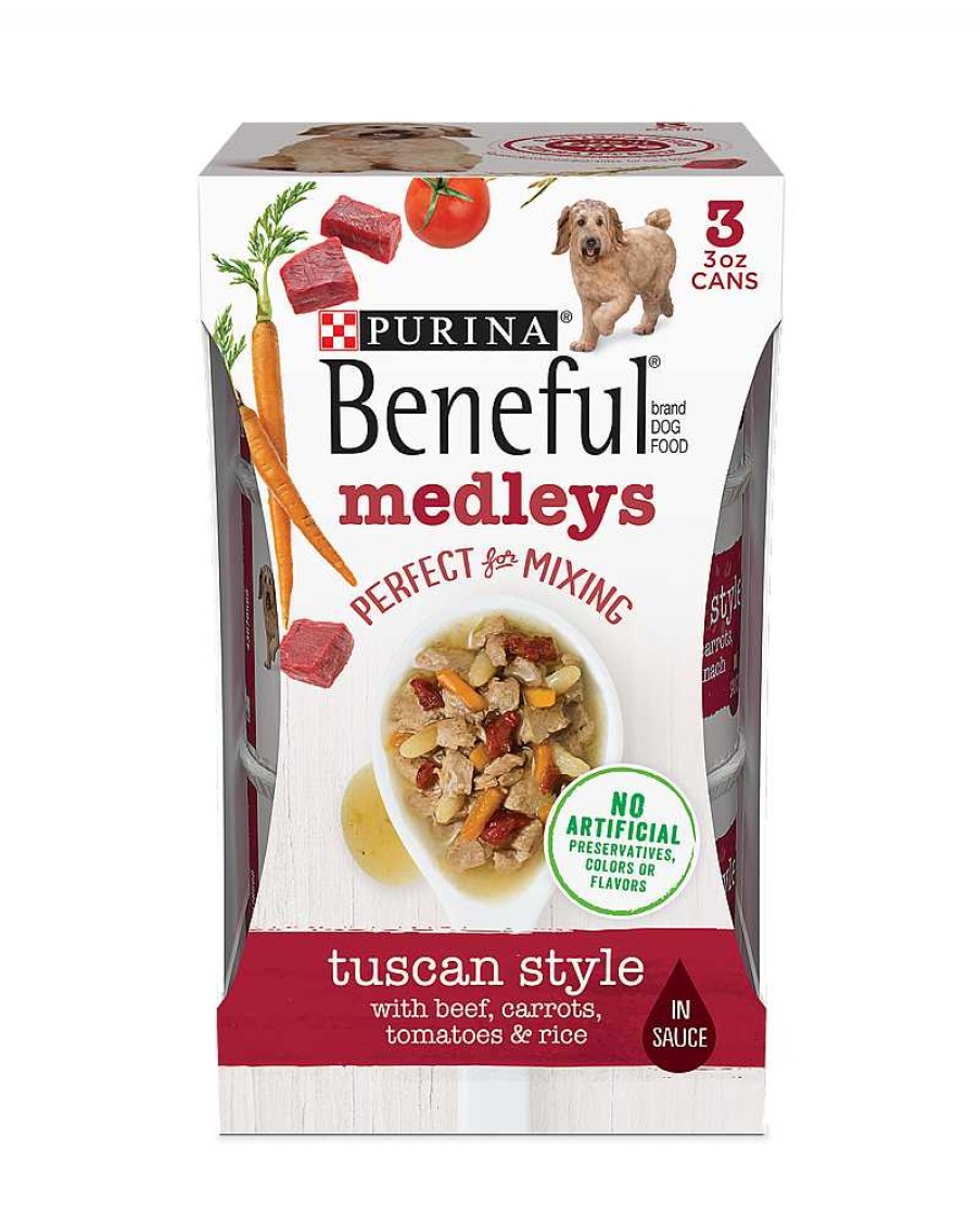 Dogs Purina Wet Dog Food | Beneful Medleys Tuscan Style Wet Dog Food With Real Beef, Carrots, Tomatoes & Rice