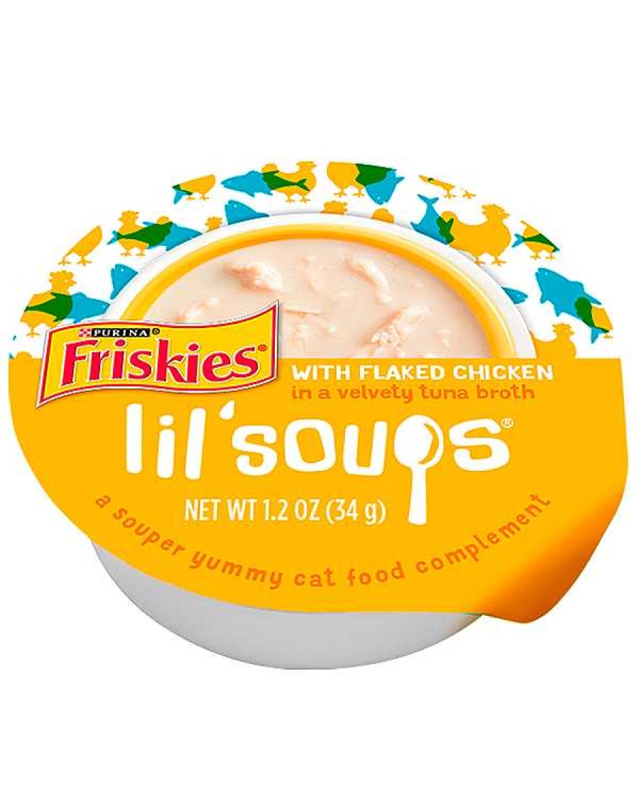 Cats Purina Cat Toppers & Complements | Friskies Lil' Soups With Flaked Chicken In A Velvety Tuna Broth Cat Food Complement