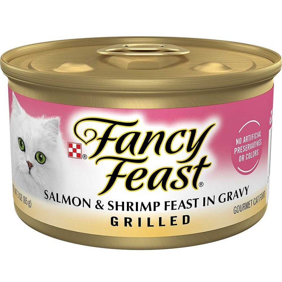 Cats Purina Wet Cat Food | Fancy Feast Grilled Salmon & Shrimp Feast In Gravy Gourmet Cat Food