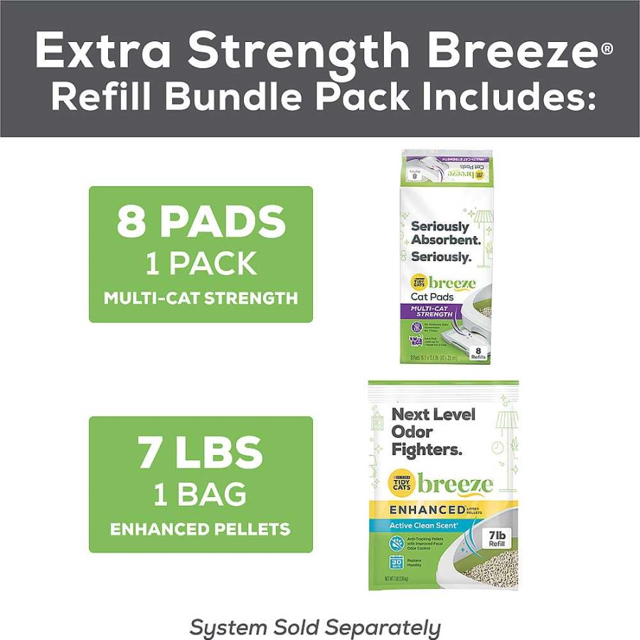 Cats Purina Litter Box Systems | Tidy Cats® Breeze® Extra Strength Pads & Pellets Refill Bundle Pack