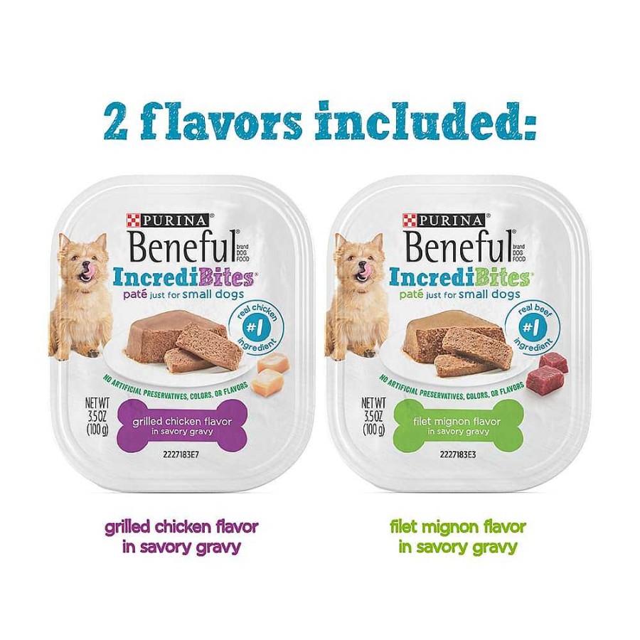 Dogs Purina Wet Dog Food | Beneful Incredibites Pat Filet Mignon And Grilled Chicken Flavors 12 Ct Variety Pack - Wet Small Dog Food