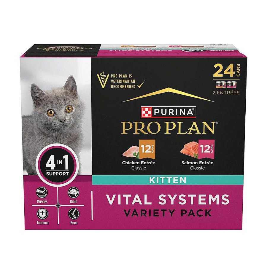 Cats Purina Wet Cat Food | Purina Pro Plan Vital Systems Chicken & Salmon Variety Pack 24 Count Wet Kitten Food