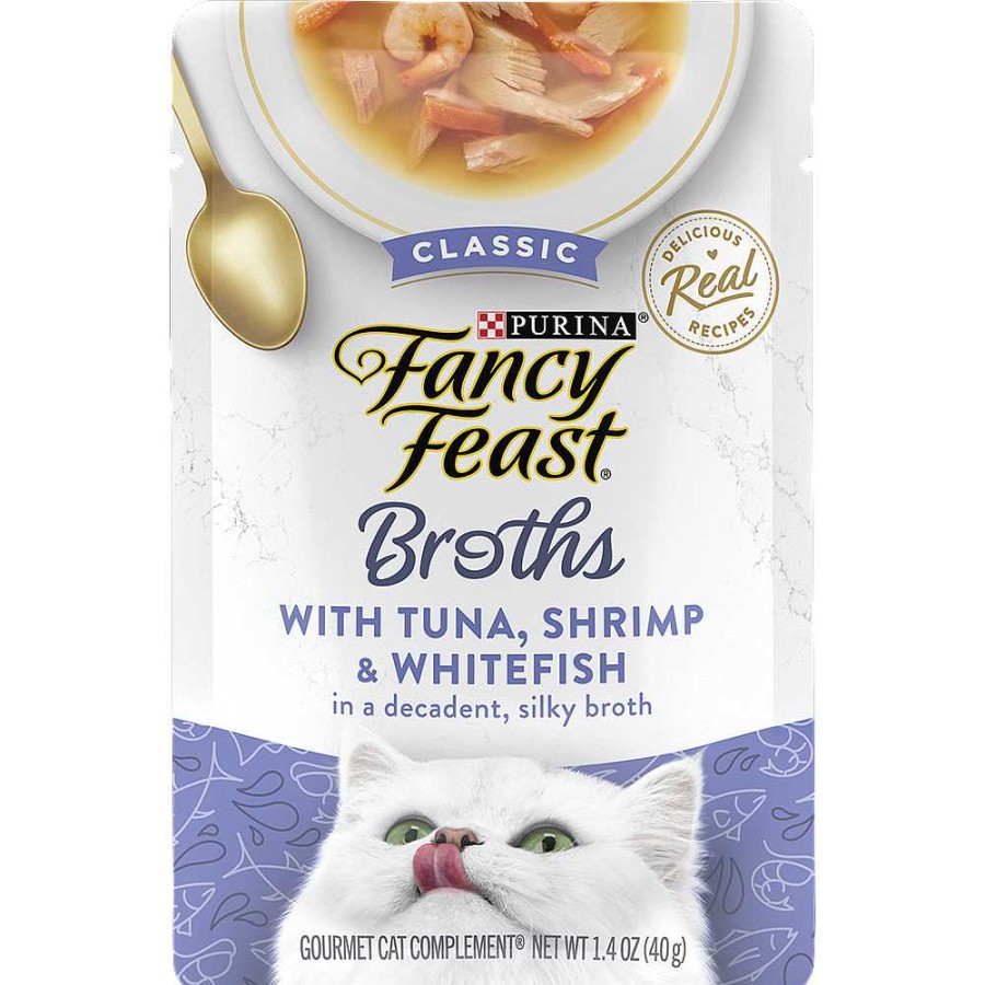 Cats Purina Cat Toppers & Complements | Fancy Feast Wet Cat Food Complement With Tuna, Shrimp & Whitefish In A Decadent Silky Broth