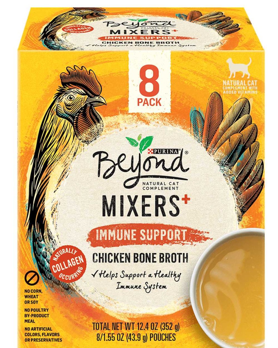 Cats Purina Cat Toppers & Complements | Beyond Mixers+ Immune Support Chicken Bone Broth For Cats Multipack