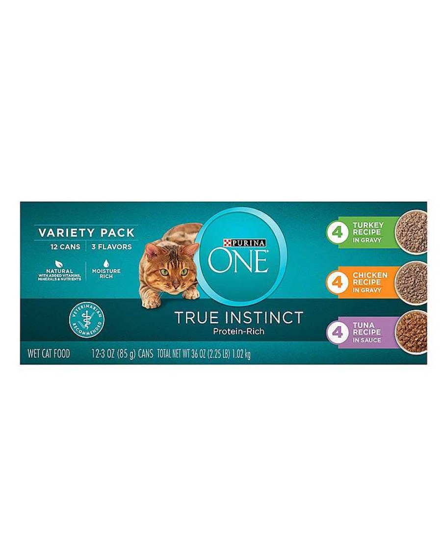 Cats Purina Wet Cat Food | Purina One® True Instinct Tuna, Chicken, Turkey Wet Cat Food Recipes 12 Ct Variety Pack