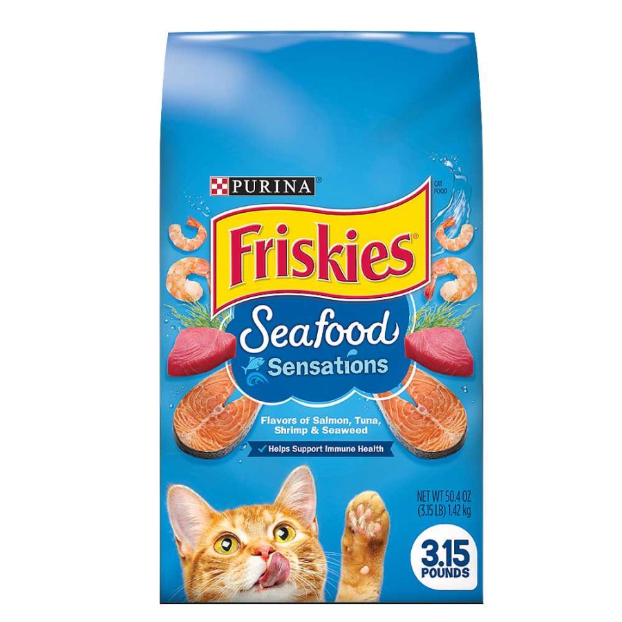 Cats Purina Dry Cat Food | Friskies Seafood Sensations With Flavors Of Salmon, Tuna, Shrimp & Seaweed Dry Cat Food