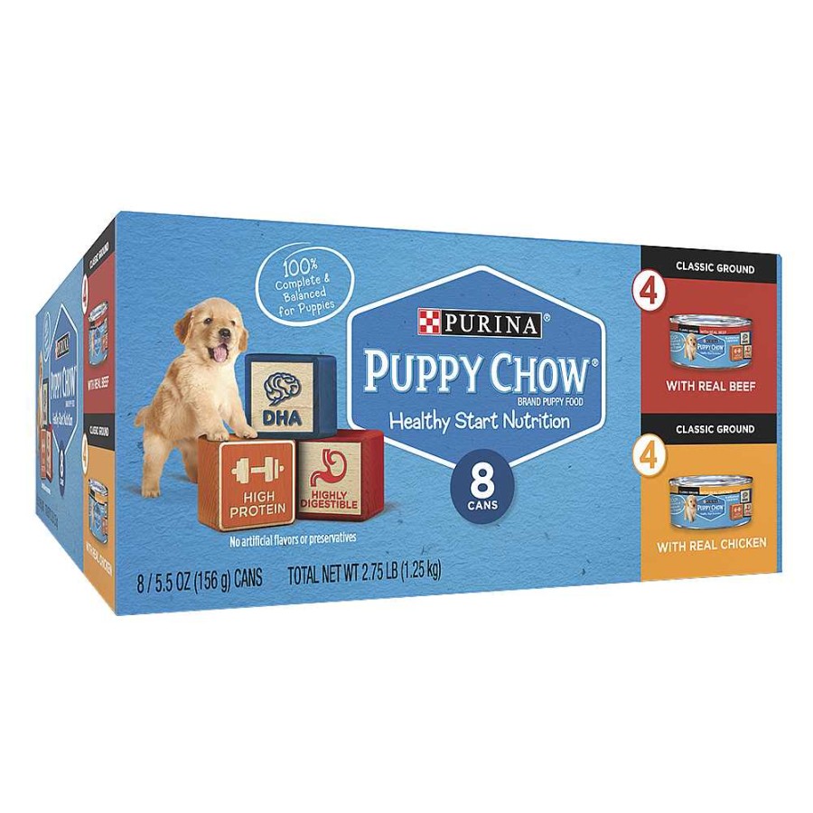 Dogs Purina Wet Dog Food | Puppy Chow Classic Ground Chicken & Beef Wet Puppy Dog Food 8-Count Variety Pack