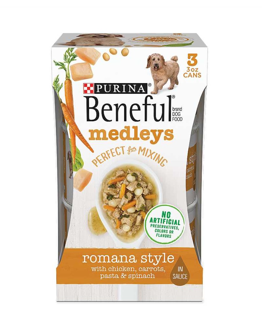 Dogs Purina Wet Dog Food | Beneful Medleys Romana Style Wet Dog Food With Real Chicken, Carrots, Pasta & Spinach