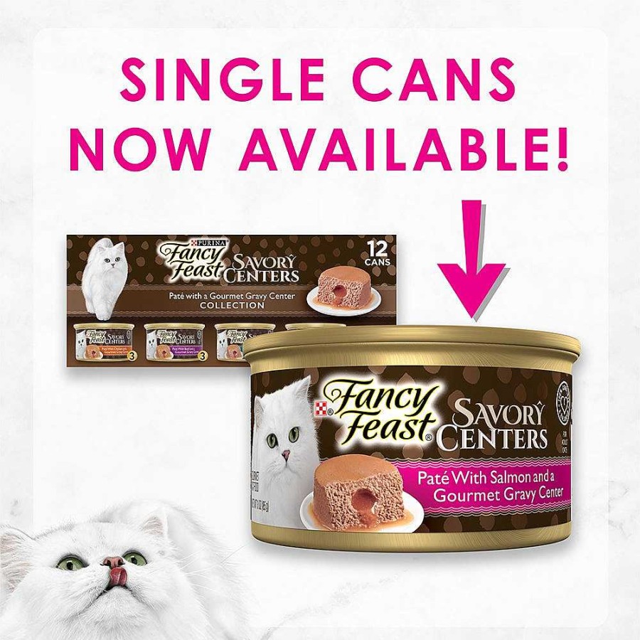 Cats Purina Wet Cat Food | Fancy Feast Savory Centers Pat With Salmon And A Gourmet Gravy Center Wet Cat Food