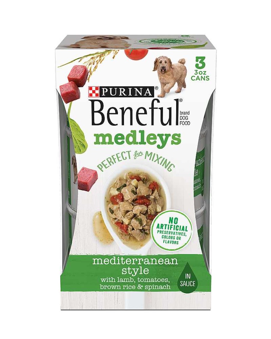 Dogs Purina Wet Dog Food | Beneful Medleys Mediterranean Style Wet Dog Food With Lamb, Tomatoes, Brown Rice & Spinach