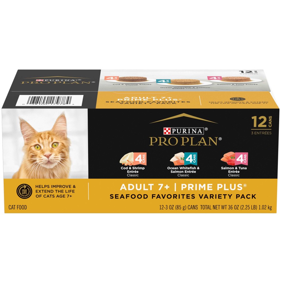 Cats Purina Wet Cat Food | Pro Plan Prime Plus Ocean Whitefish & Salmon, Salmon & Tuna, Cod & Shrimp Wet Cat Food Variety Pack