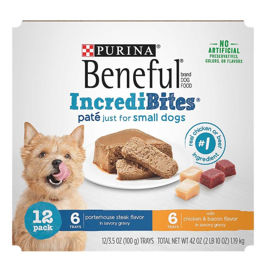 Dogs Purina Wet Dog Food | Beneful Incredibites Pat Porterhouse Steak And Chicken & Bacon Flavors 12 Ct Variety Pack - Wet Small Dog Food