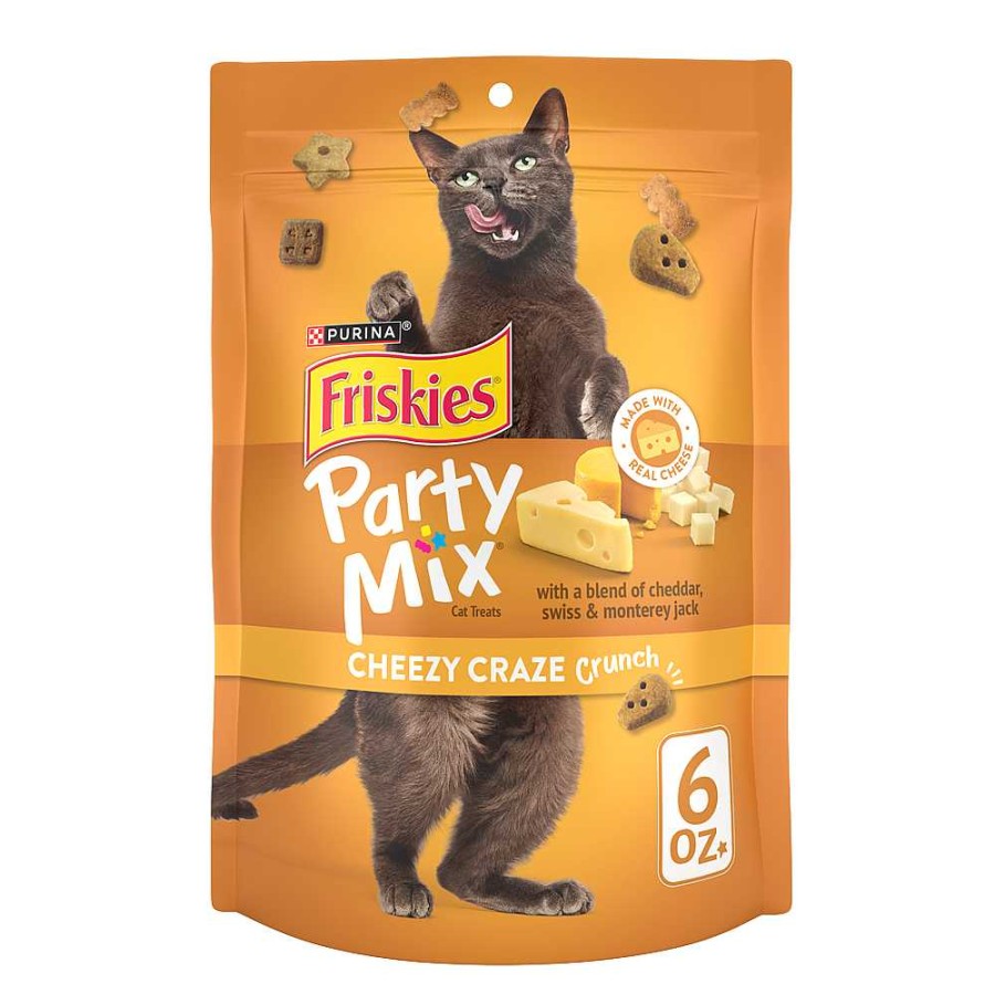 Cats Purina Dry Cat Treats | Friskies Party Mix Cheezy Craze Crunch Cheddar, Swiss & Monterey Jack Flavors Cat Treats