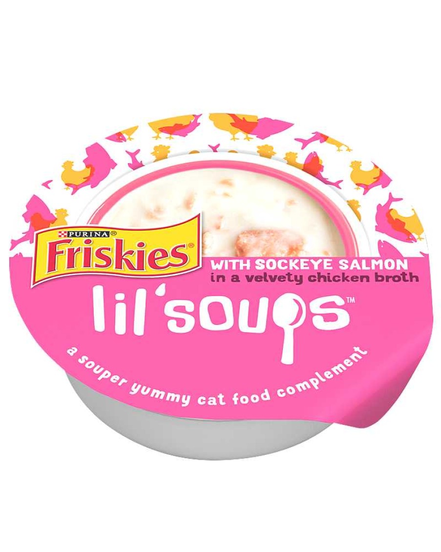 Cats Purina Cat Toppers & Complements | Friskies Lil' Soups With Sockeye Salmon In A Velvety Chicken Broth Cat Food Complement