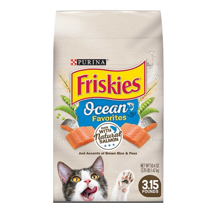 Cats Purina Dry Cat Food | Friskies Ocean Favorites With Salmon And Accents Of Brown Rice & Peas Dry Cat Food