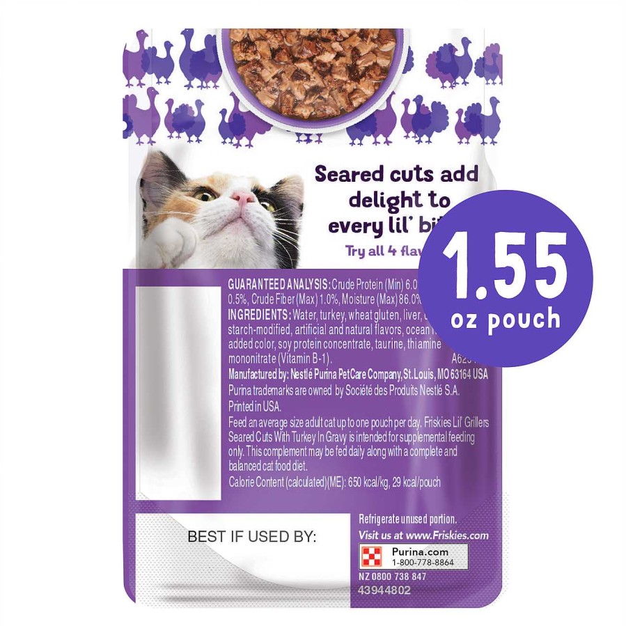 Cats Purina Cat Toppers & Complements | Friskies Lil' Grillers Seared Cuts With Turkey In Gravy Cat Food Complement