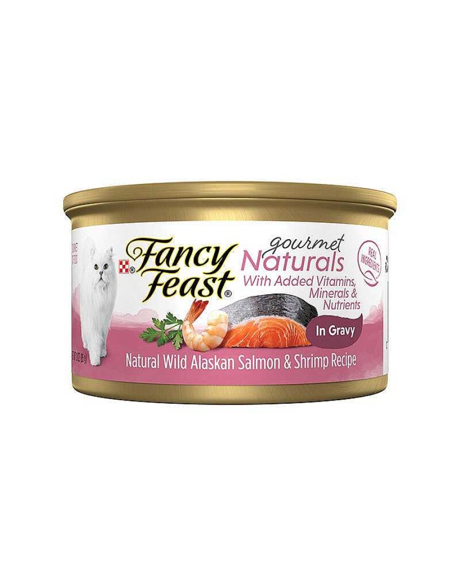 Cats Purina Wet Cat Food | Fancy Feast Gourmet Naturals Natural Wlld Alaskan Salmon & Shrimp Recipe In Gravy Wet Cat Food